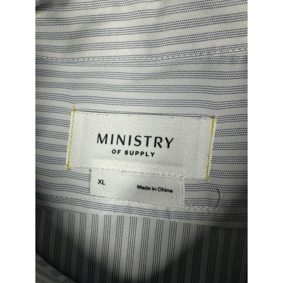 Ministry of Supply Button Down Shirt XL Gray Stripe Recycled Polyester - Picture 4 of 9